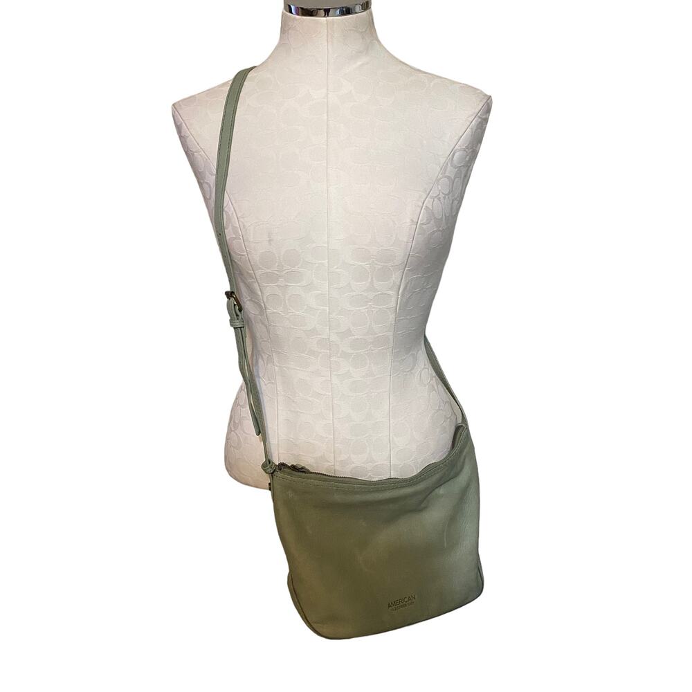 American Leather Co. Crossbody Boho Indie Bag Adjustable strap mint green